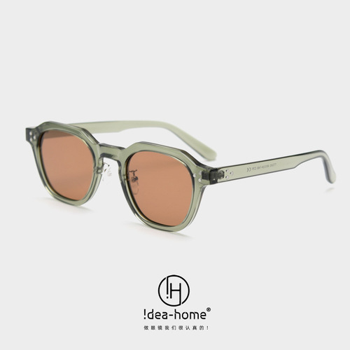 T7243 Korean niche TR90 polarized sunglasses for men and women, bare face street style vintage sun glasses trendy