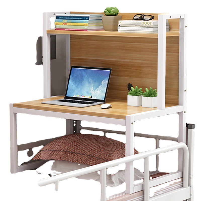 Cama portátil Mesa dormitorio cama superior de almacenamiento en rack Almacenamiento y acabado escritorio estantería integrada