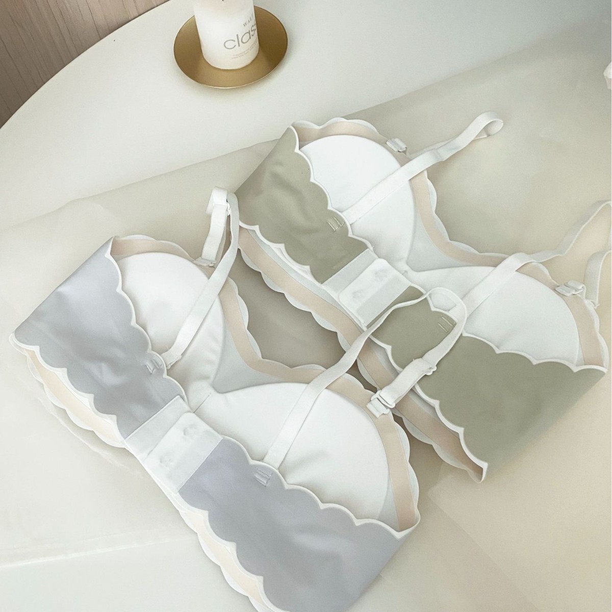 Ropa interior lisa, sin costuras, antiluminosidad y antideslizante, sin anillo de acero, sujetador desmontable integrado, mujer