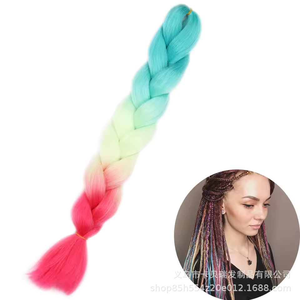 Xuchang pelucas al por mayor seda de alta temperatura teñido africano gran trenza jumbobraid fibra química colorida trenza sucia venta caliente