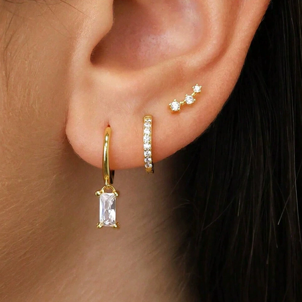Серьги, модный цирконий, комплект, Amazon, микроинкрустация, высококачественный стиль