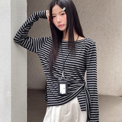 韩系设计感一字肩长袖T恤女2025早秋新款修身显瘦百搭上衣女