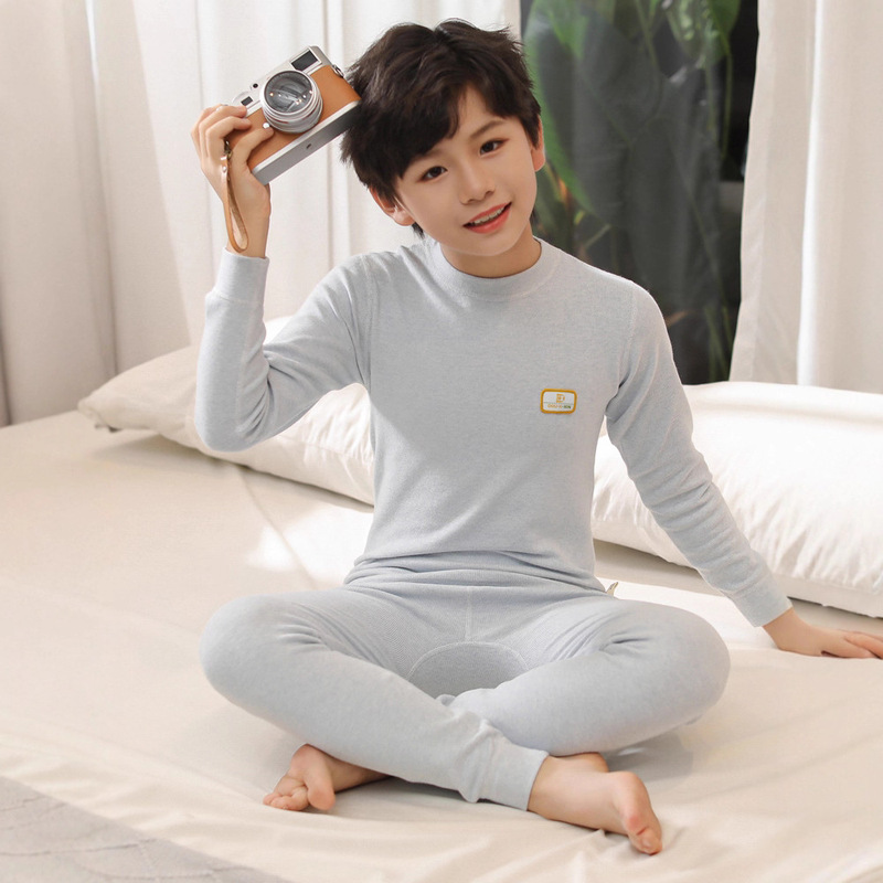 男童睡衣套装儿童保暖内衣纯棉女童衬衣线裤舒绒中小童打底棉毛衫|undefined