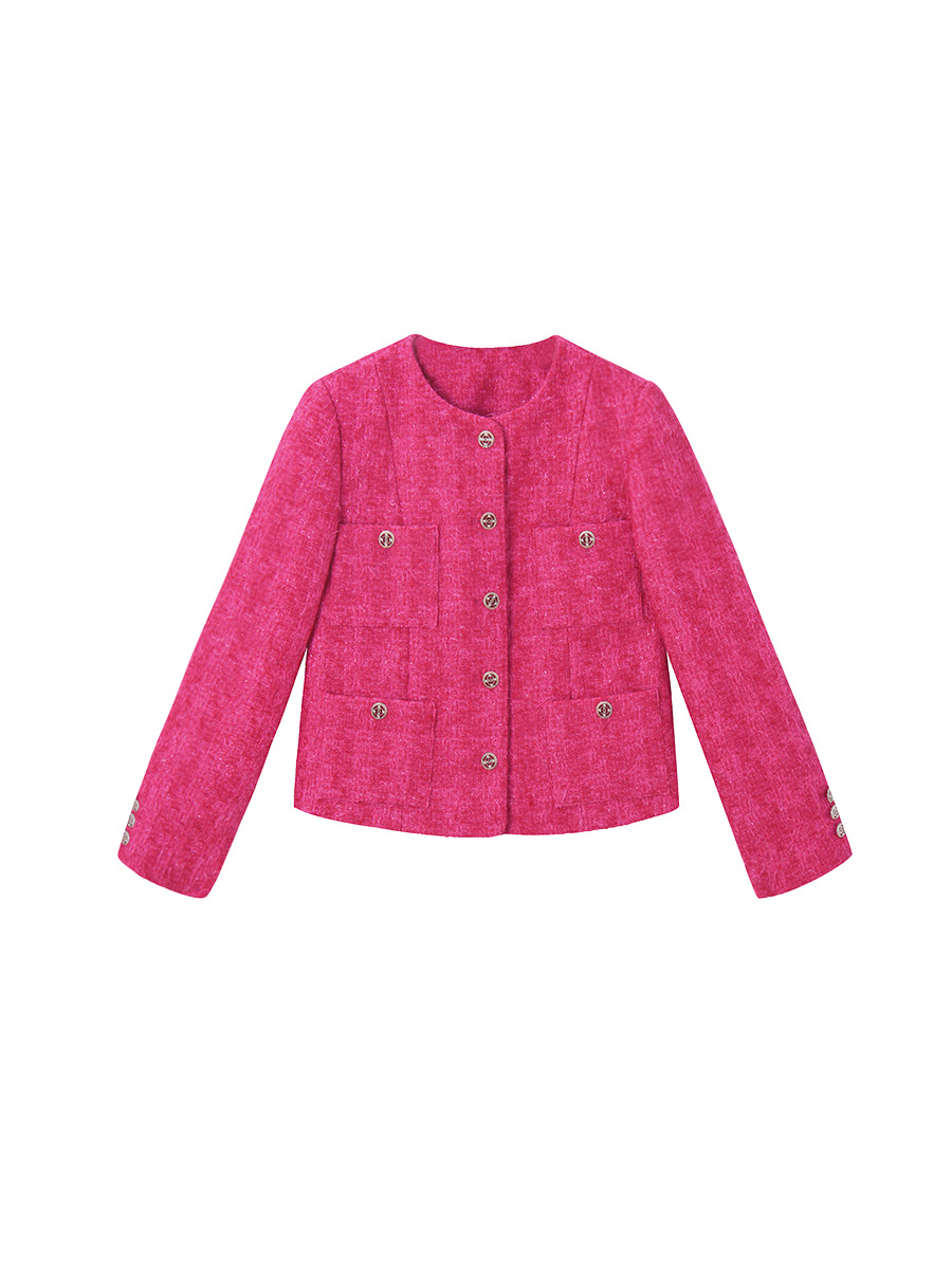 Chaqueta Corta de Estilo Elegante para Mujer de Poliéster con Cuello Redondo