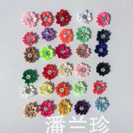 现货3.5CM镶钻多角花 丝带花 涤纶尖角加钻手工花 服装发饰装饰花