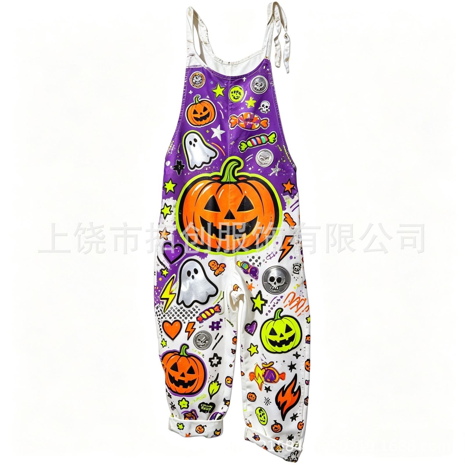 2026 new Halloween collection: trendy European and American-style women's jumpsuit with pumpkin print, perfect for cross-border e-commerce