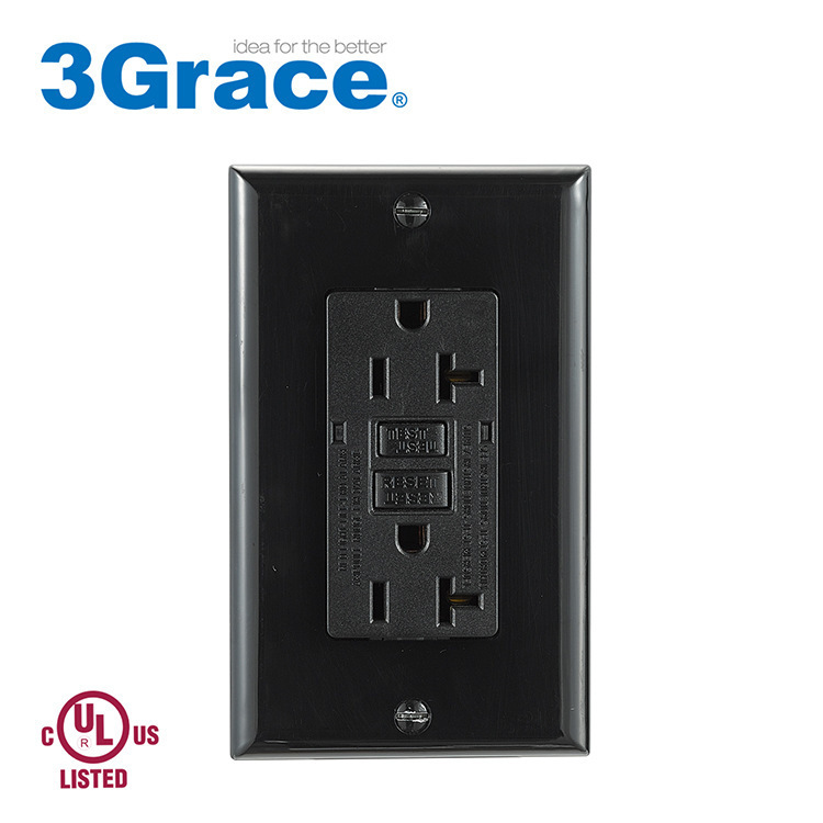 American Standard gfci socket black double wall socket leakproof electric socket for kitchen bathroom American Standard gfci socket black double wall socket leakproof electric socket for kitchen bathroom