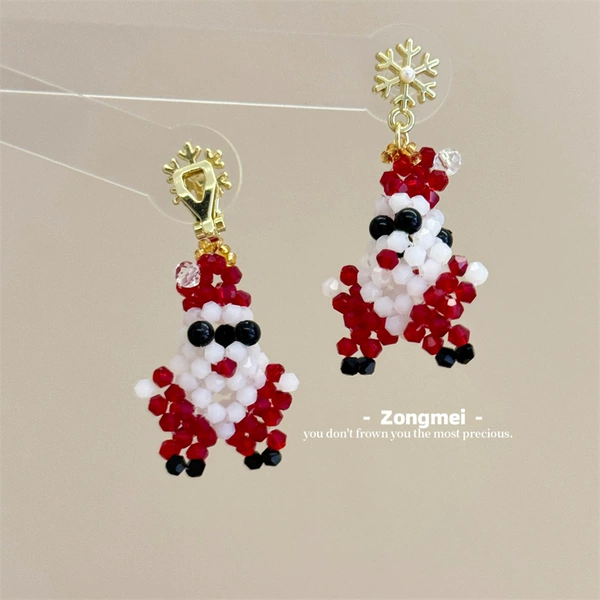 50: Snowflake Santa Claus triangle ear clip