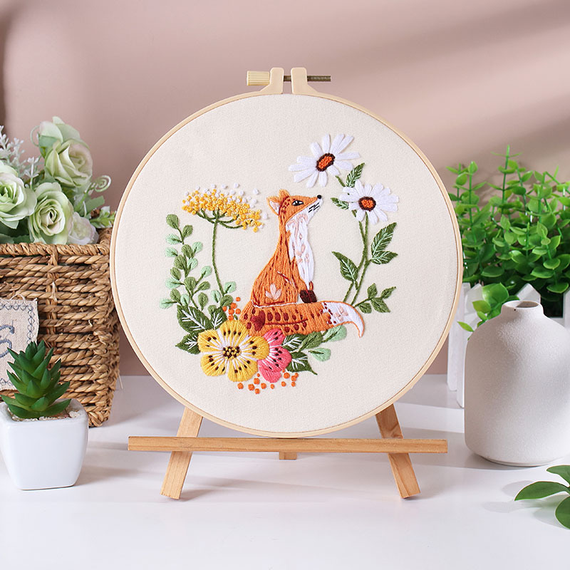 Original nuevo DIY bordado hecho a mano paquete de material de ardilla búho zorro gato ELK transfronterizo Inglés