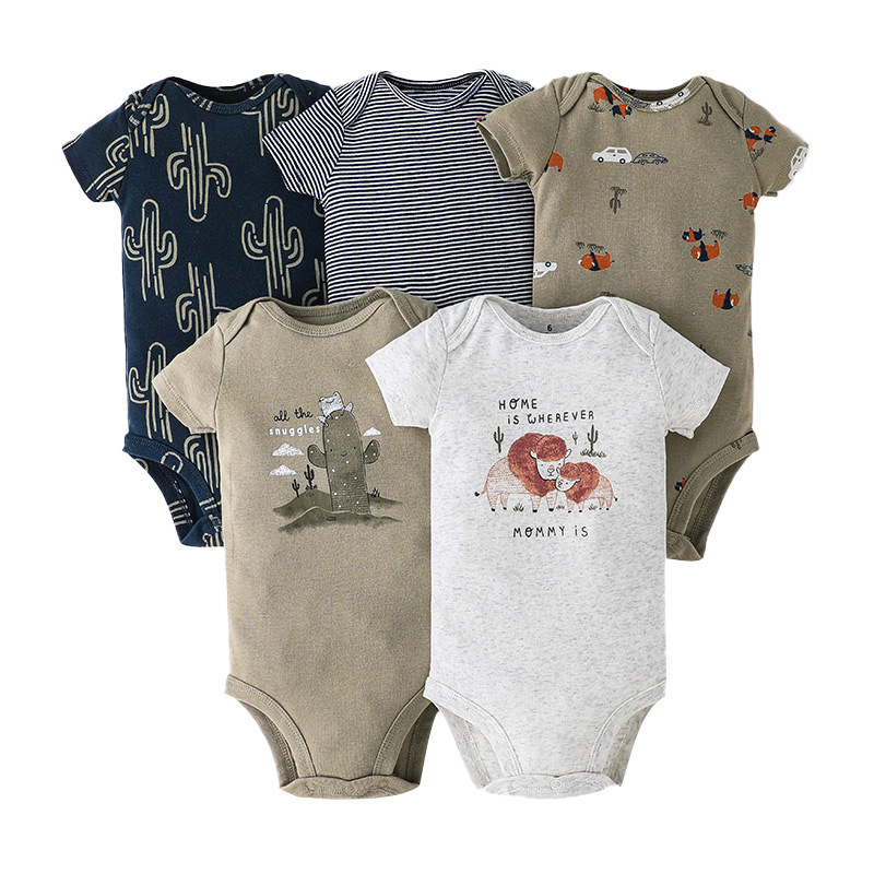 Mixed Color Romper Triangle Short Climbing Romper 5-piece Set