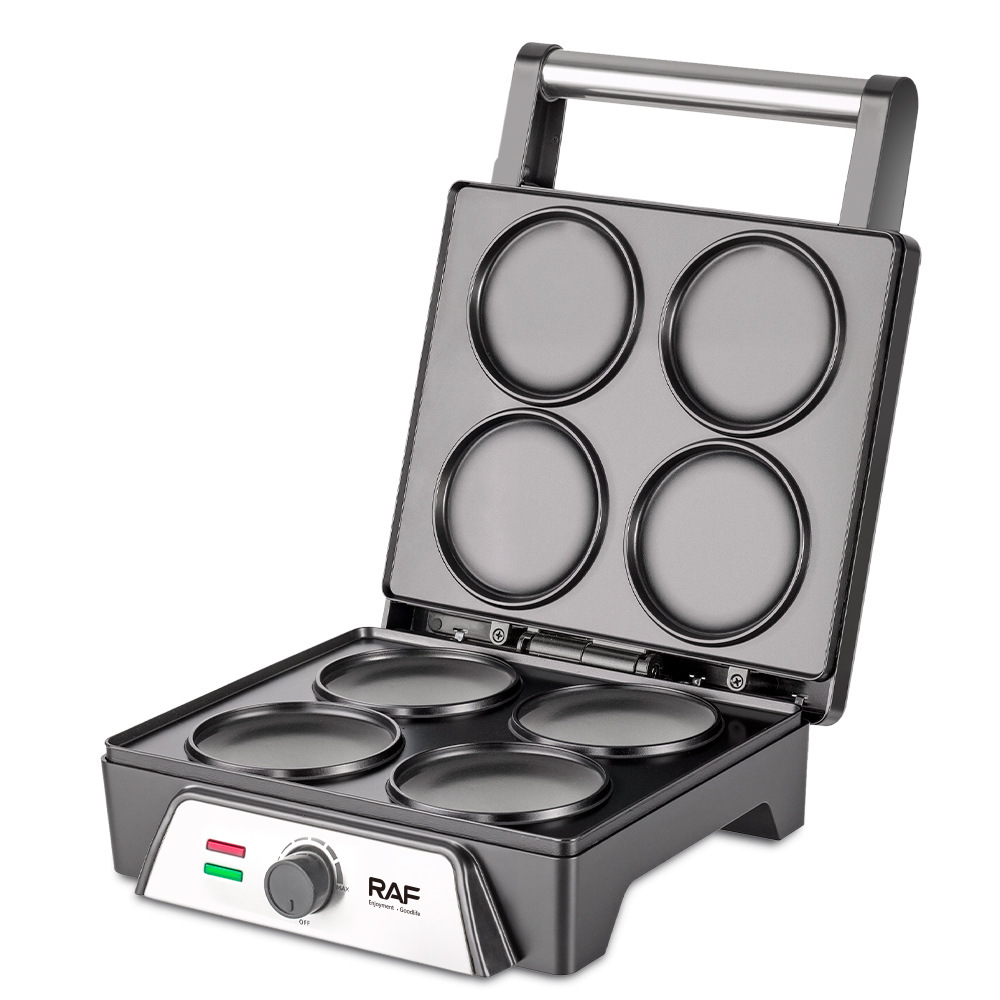 Máquina de panqueques redondos domésticos transfronterizos estándar de RAF, revestimiento antiadherente, máquina de panqueques de calentamiento uniforme de doble cara, máquina de panqueques