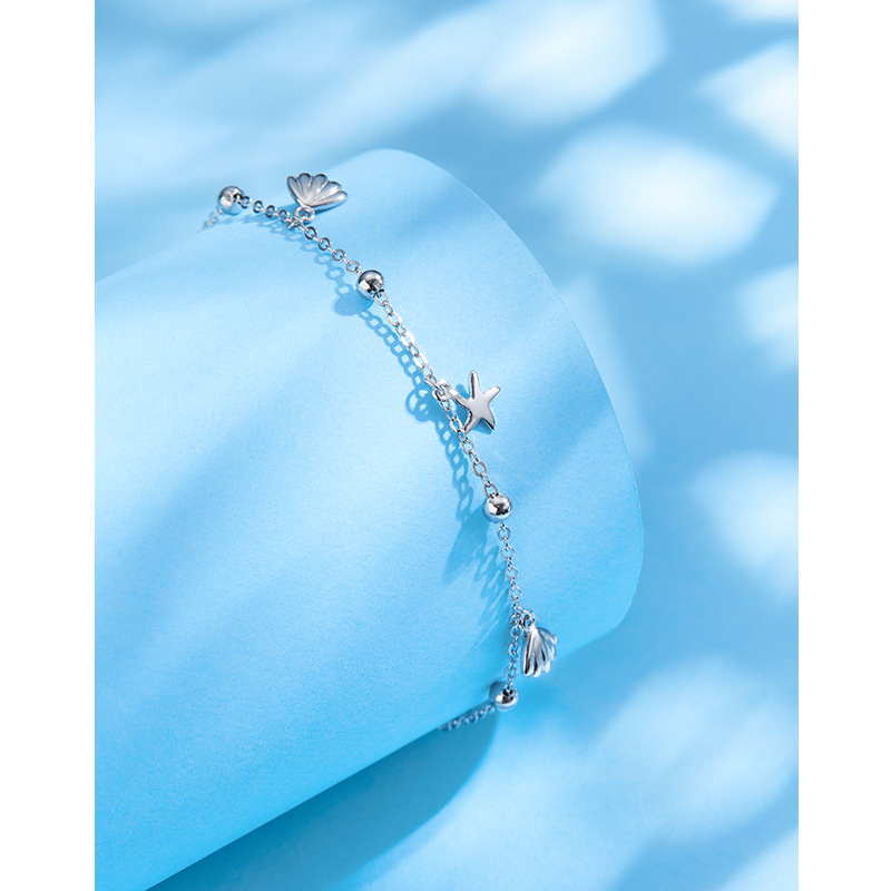 925 plata esterlina estrella Shell pulsera femenina verano luz lujo nicho diseño temperamento de alta calidad pulsera joven