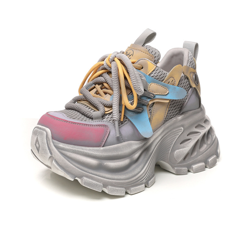 Giày sneaker nữ đế dày chunky lưới thoáng khí tăng chiều cao — màu sắc