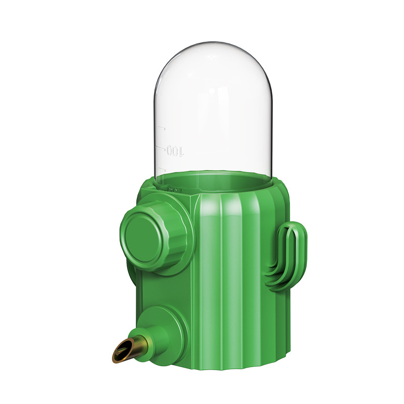 Nuevo cactus aviar jaula de alimentación automática aguja perforación boca de hervidero de agua boca de bronce alargada pequeña mascota colgante botón agua potable image 8