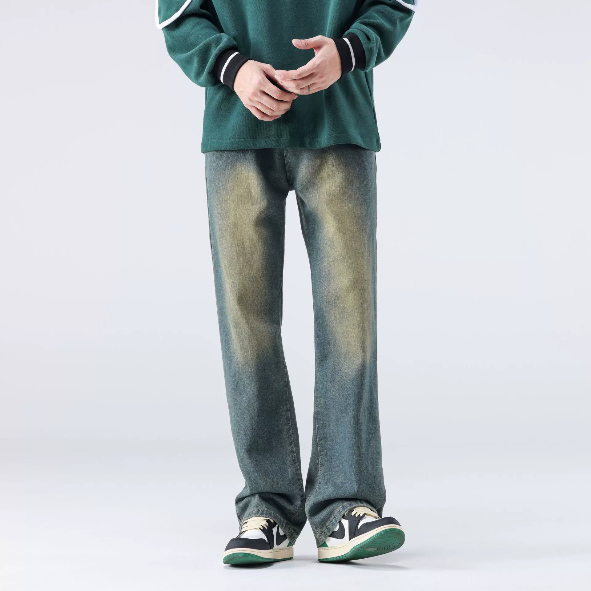 Винтажные джинсы мужские осенние и зимние прямые трусики свободный прилив