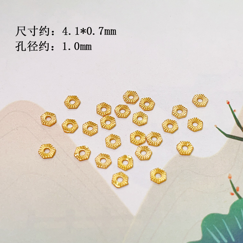 S925 Silver Gold Plated Straight Tube Snowflake Spacer Disc Coin Bead Flash Bead Bracelet Necklace Wen Play Beaded Accessories