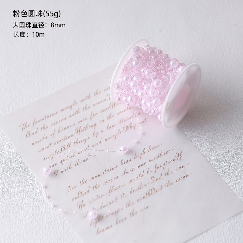 Nuevos productos calientes Decoración navideña French Retro Pequeña fragancia Cadena de perlas Cristal Collar transparente Accesorios de bricolaje