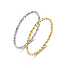 時尚簡約ins網紅三色鈦鋼麻花戒指女不掉色小眾輕奢素圈戒指批發