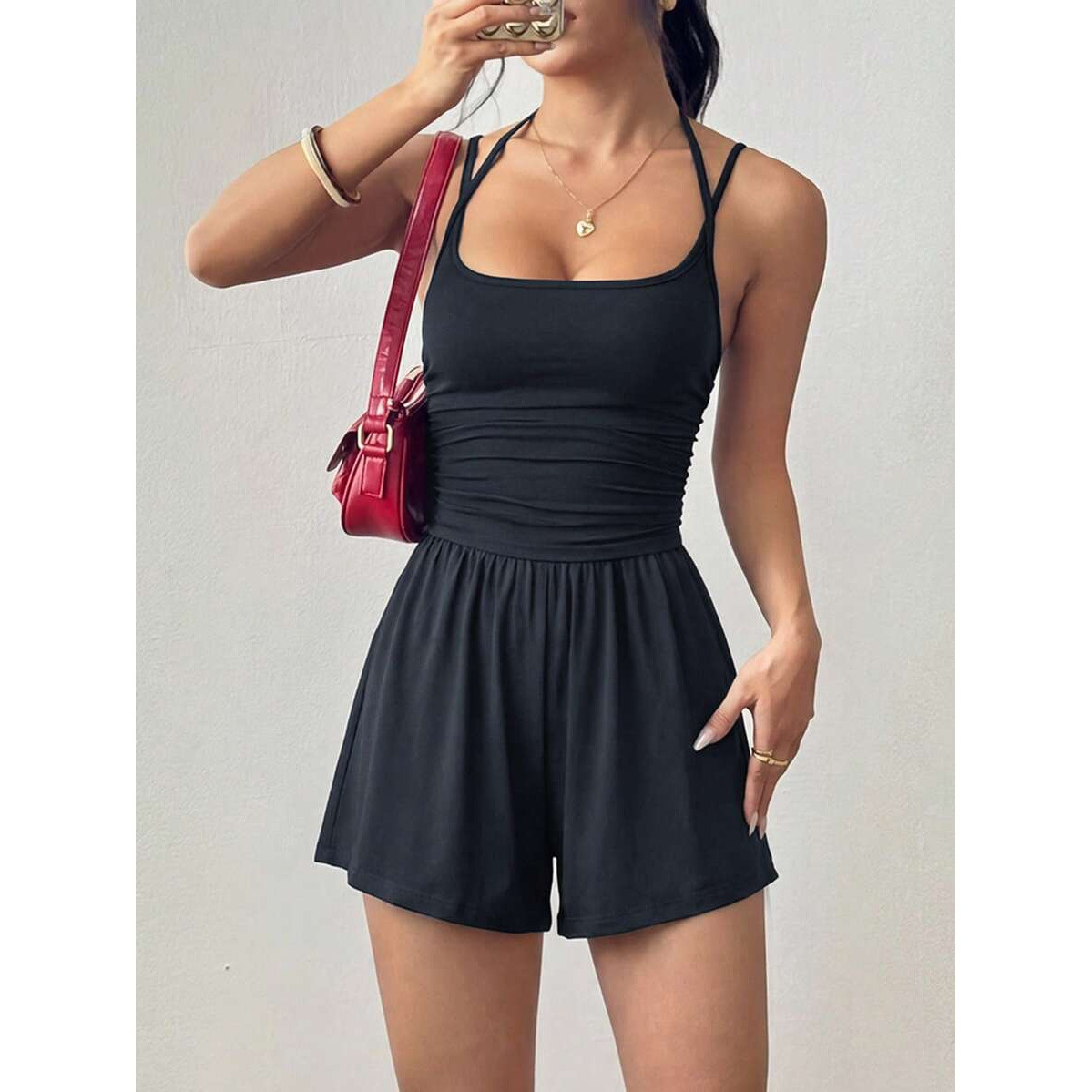 Z 27086 Halter waist romper shorts