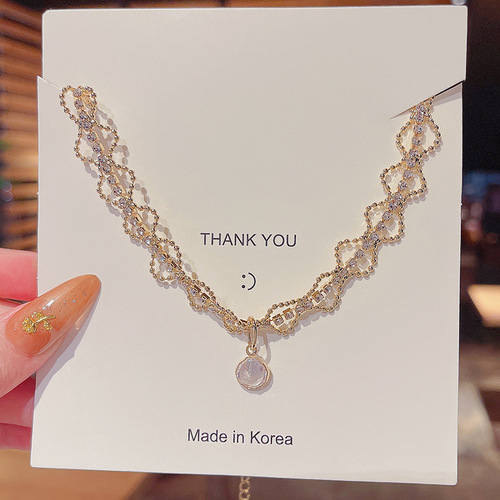 ins hip hop cool style zircon pendant starry sky titanium steel necklace female design sense internet celebrity same style clavicle chain