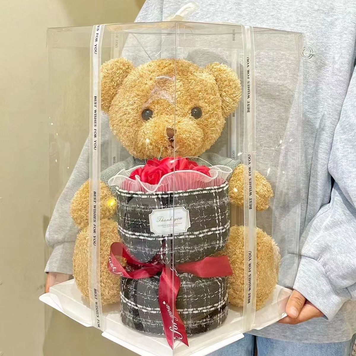 Día de San Valentín de Qixi osos muñecas flores de rosa eterno regalo de cumpleaños para amigos de clase maestra