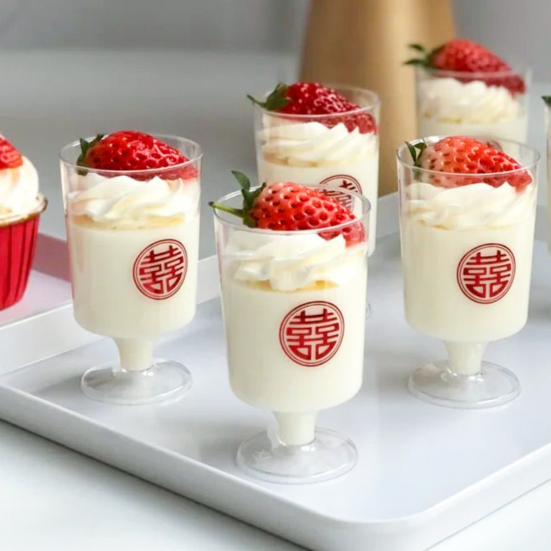 Mini Disposable Plastic Cups for Mousse, Pudding, and Desserts with High Sides