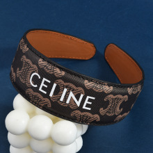 跨境热卖ins韩版经典凯旋门发箍超纤皮字母丝印发饰头饰风格批发