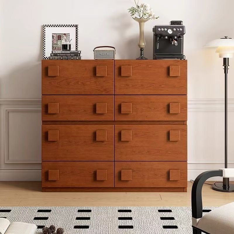 Medieval Style Tv Cabinet Living Room Home Combination Retro Style Solid Wood Storage Floor-Standing Card Door Cabinet Small Apartment Floor Cabinet