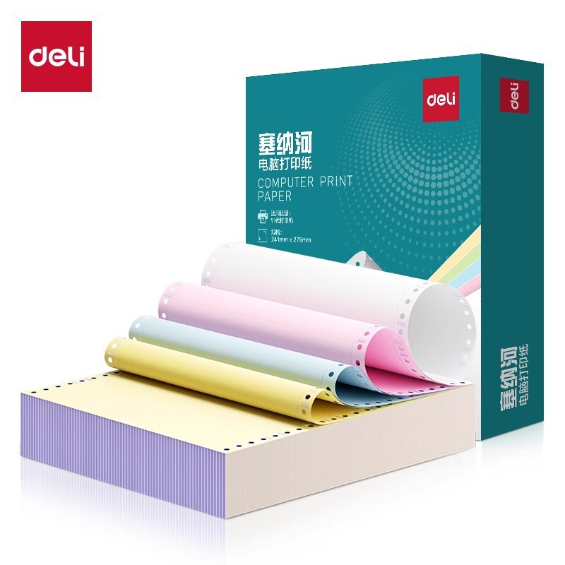 Deli Senna River Pin-Type Computer Printing Paper N241 Colorful Tear-Off Three-Link Single-Pin Voucher Two-Link Voucher Paper Deli Senna River Pin-Type Computer Printing Paper N241 Colorful Tear-Off Three-Link Single-Pin Voucher Two-Link Voucher Paper
