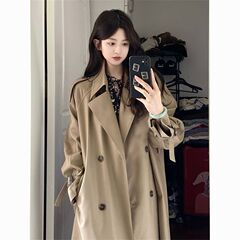 卡其色风衣外套女中长款春秋新款韩系小个子英伦风感轻奢大衣