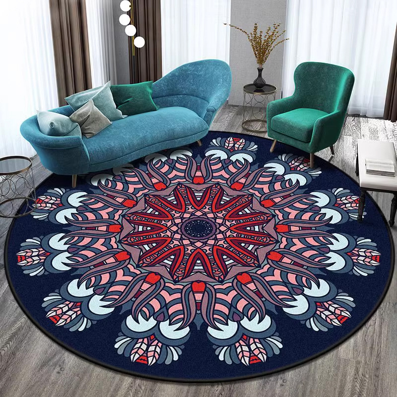 Tappeto rotondo stile vintage boho nordico per salotto balcone_voghion.com