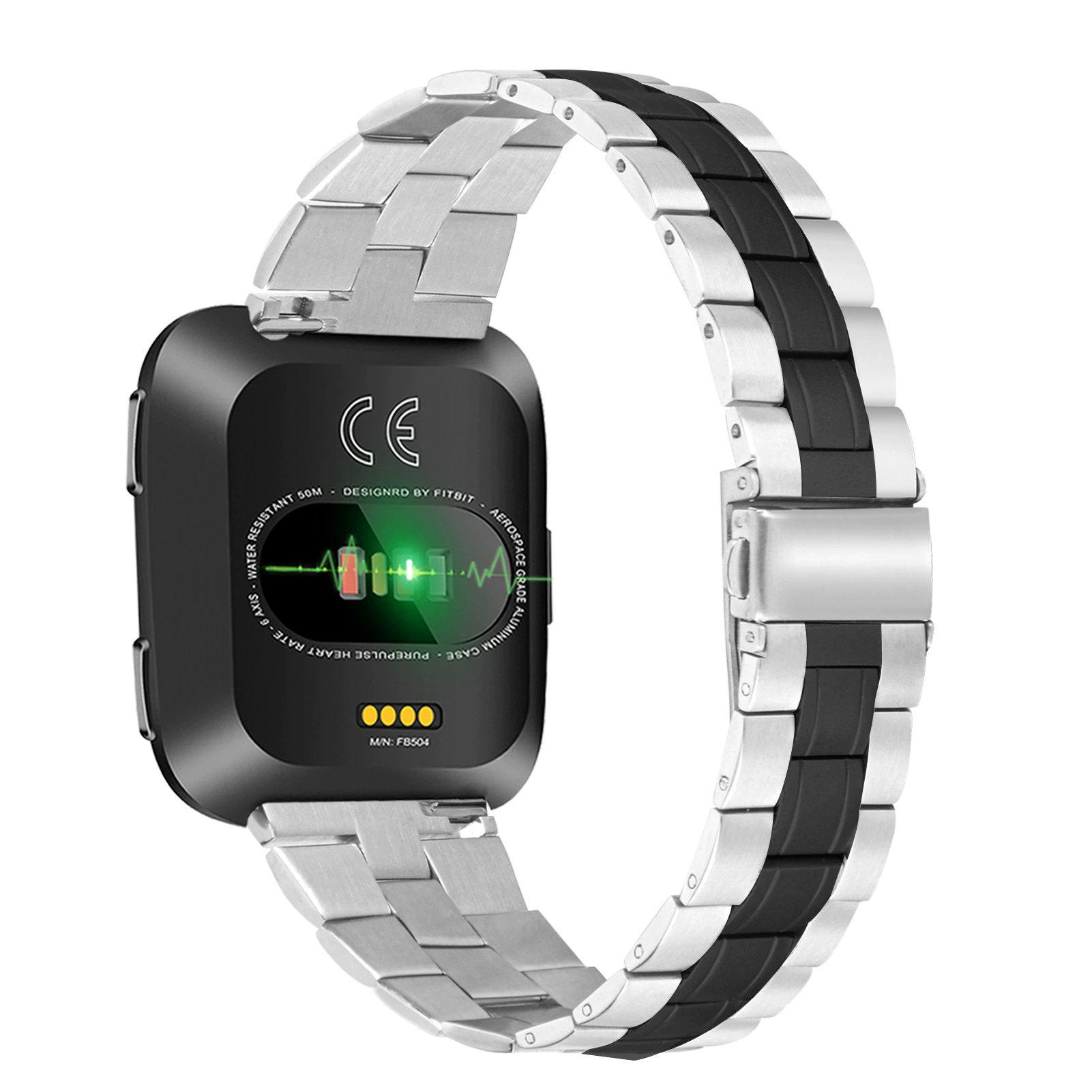 Подходит для Huawei Samsung Быстрая распаковка FitBit Versa/ Versa2 Нержавеющая сталь Sanzhu Тонкий кожаный ремень