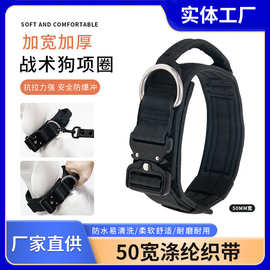 新款50加宽涤纶织带宠物狗项圈户外运动牵引遛狗防爆冲战术狗项圈