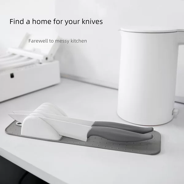 Simple Kitchen Knife Storage with 5 Slots and 11 Slots Soft Rubber Knife Holder Knife Rest Knife Holder Pad Knife Holder Integrated
