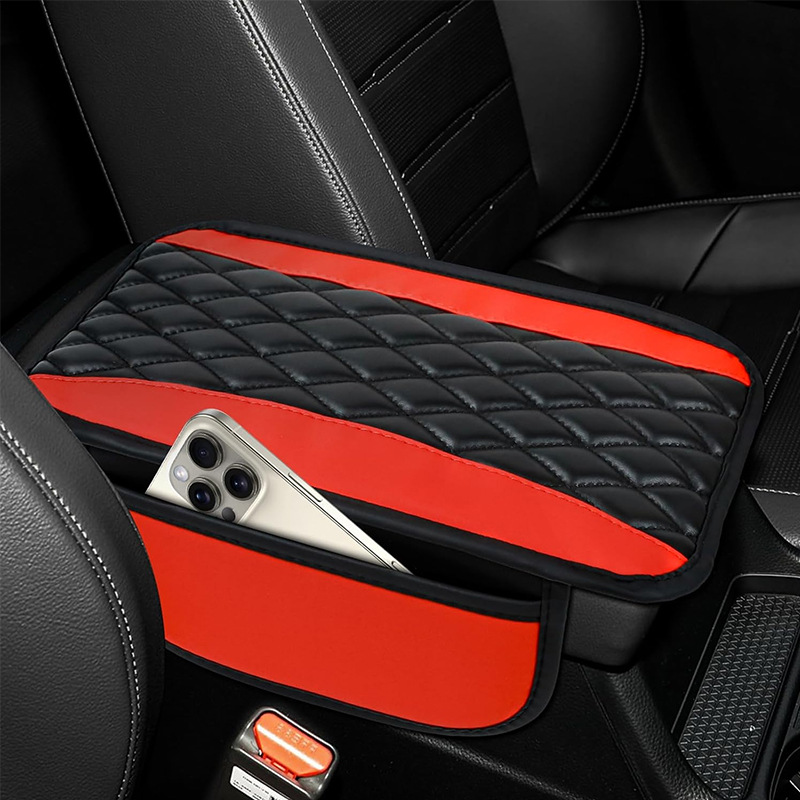 Anti-Slip Car Armrest Box Mat Leather Pocket Storage Armrest Cover Universal for All Seasons Stylish and Fashionable Armrest Mat Wholesale
