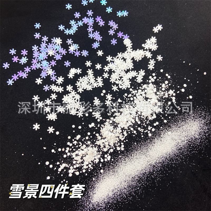 Christmas Snow Sequins Artificial Snow Scene DIY Flowing Hemp Drops Glue Glitter Porcelain White Snow Powder Material