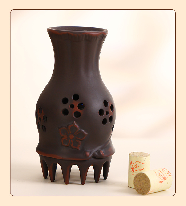 Red Bian Stone Head Therapy Moxibustion Comb Tool for Scalp Massage and Meridian Care Home Use details