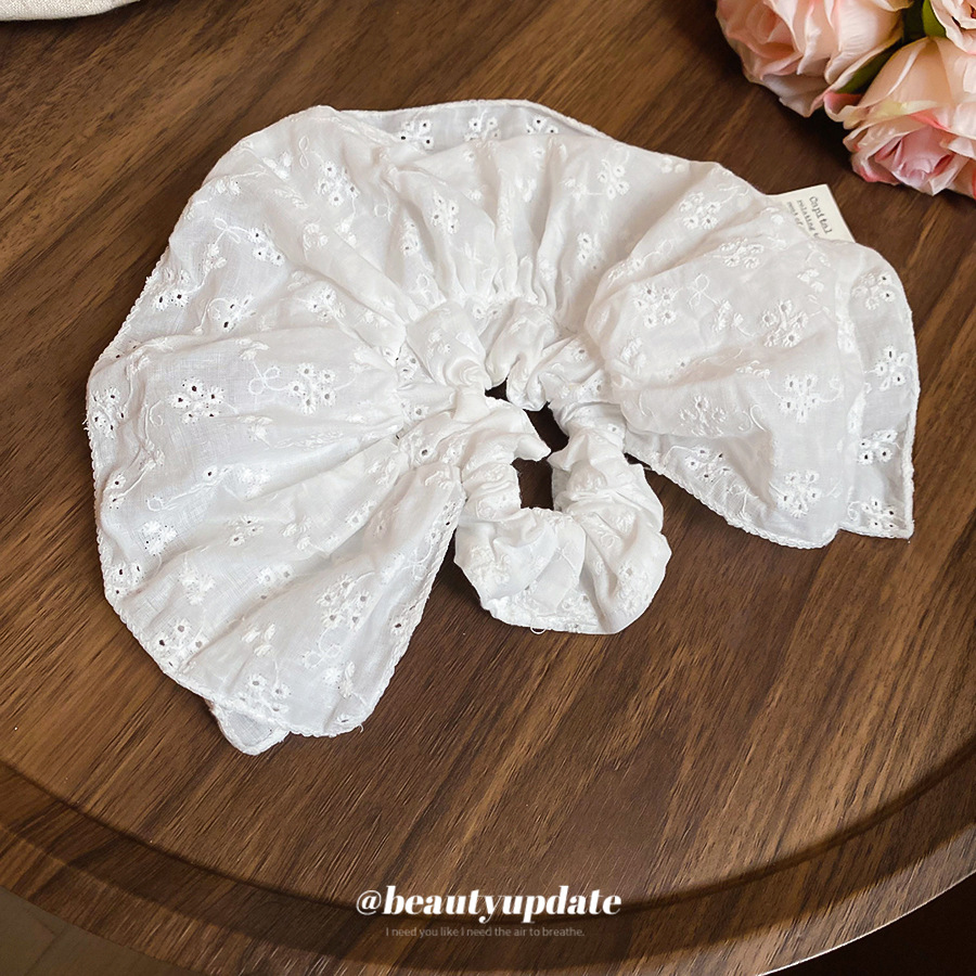 Tela coreana, flor, lazo para el cabello del intestino grueso, sentido de alta calidad, dulce, gran cuerda para el cabello de cola de caballo, accesorios para el cabello de moda de nicho