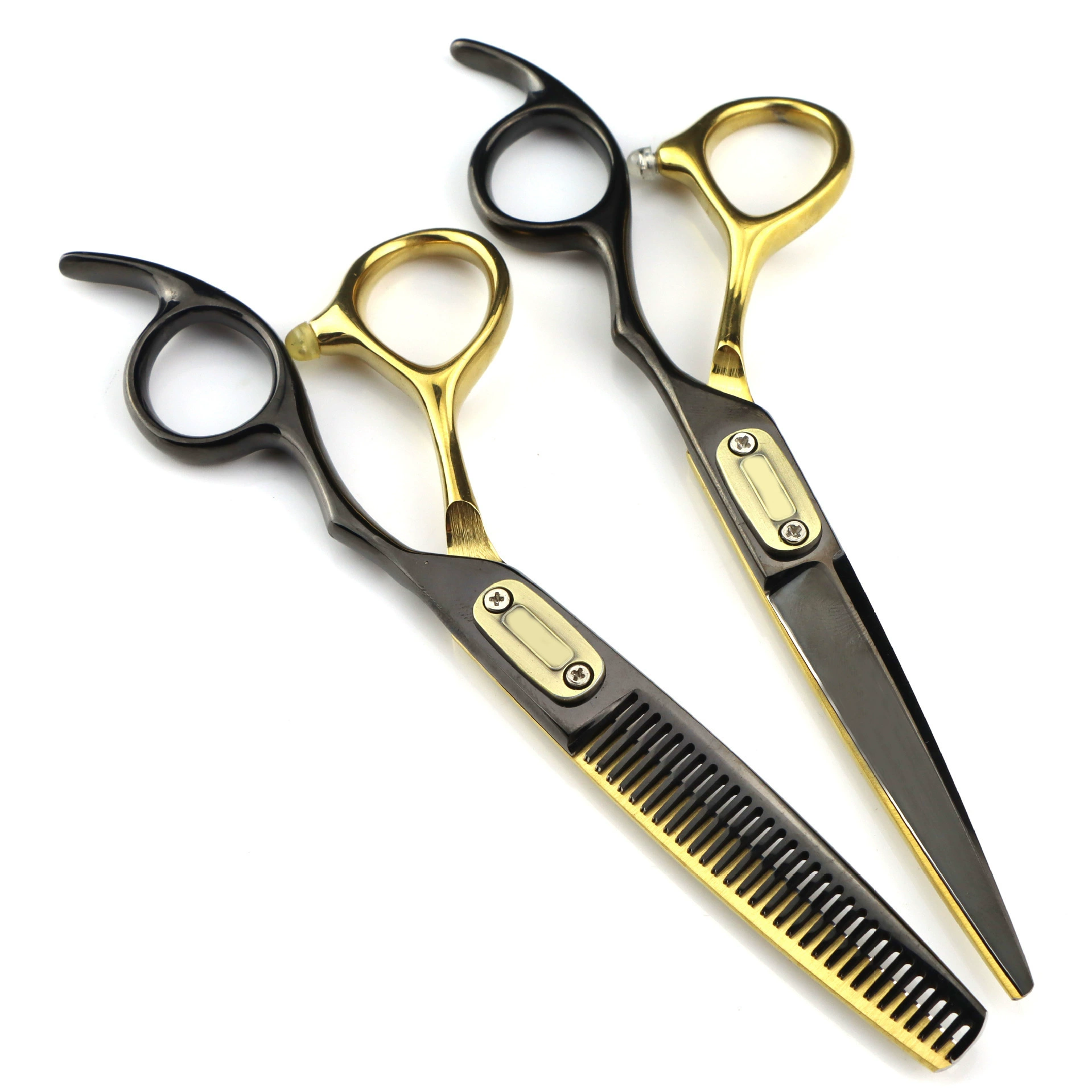 6,0-дюймовые Немецкие черные и золотые вальдорфские Парикмахерские ножницы Плоские ножницы Лю Хай Ножницы для зубов Тонкие ножницы