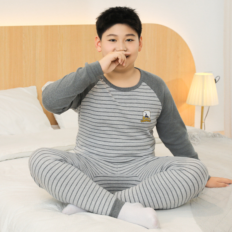 胖童纯棉秋衣秋裤大童青少年棉毛衫学生加肥保暖内衣套装秋冬睡衣|undefined