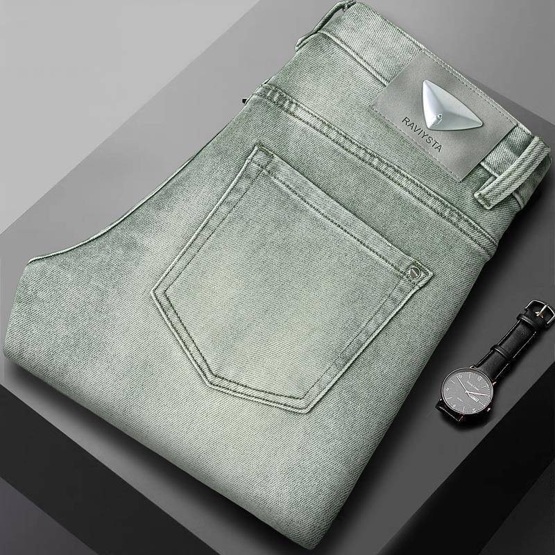 2026 Spring/Summer Trendy Brand Men's Slim Fit Skinny Jeans Casual Korean Style Youth Cotton Stretch Cropped Pants