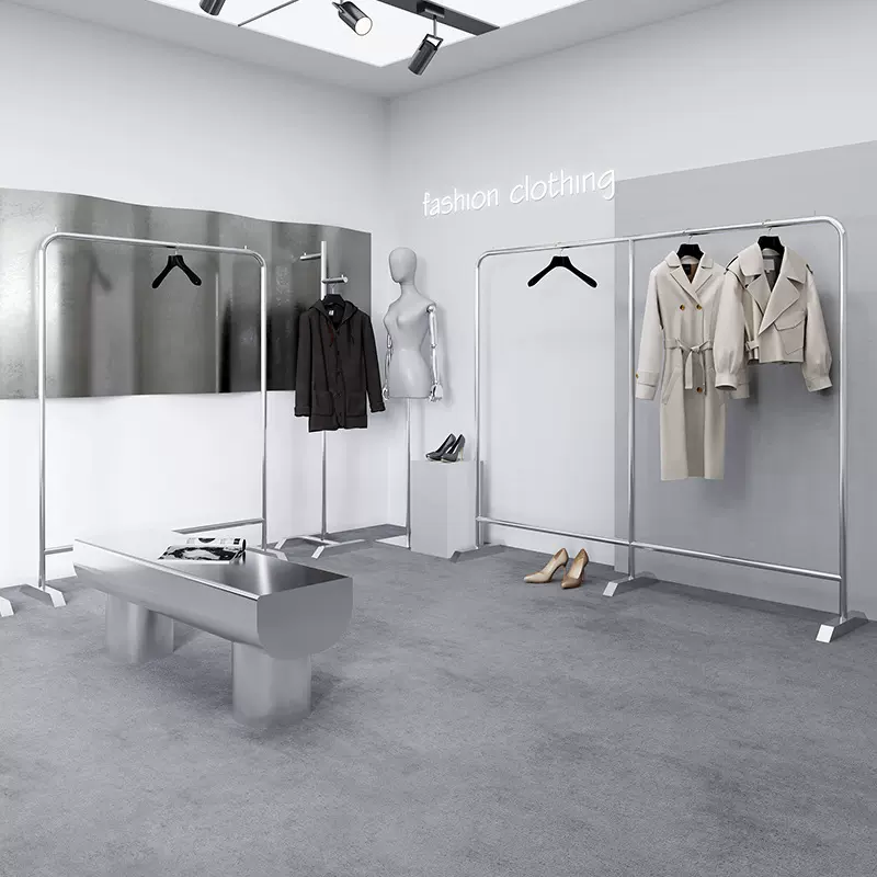 服装店专用展示架不锈钢挂衣架男女装裤子落地式陈列架中岛架货架
