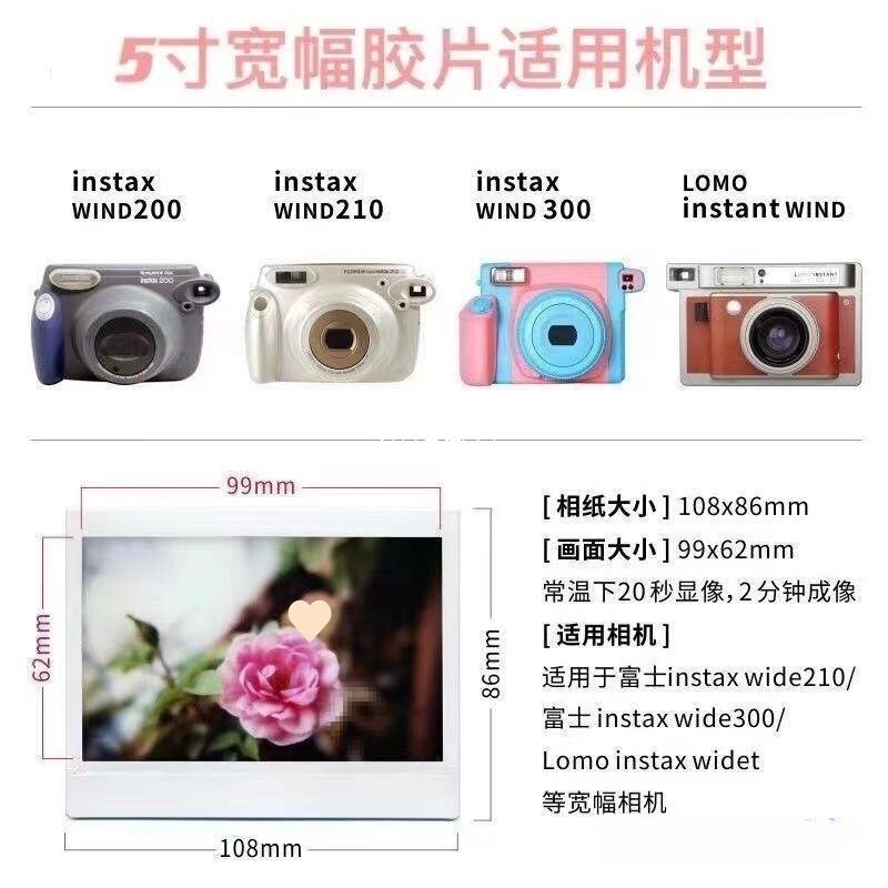 Fuji Instant Wide Photo Paper Fuji Instax Wide300/200/210 Lomo Universal 5inch ..