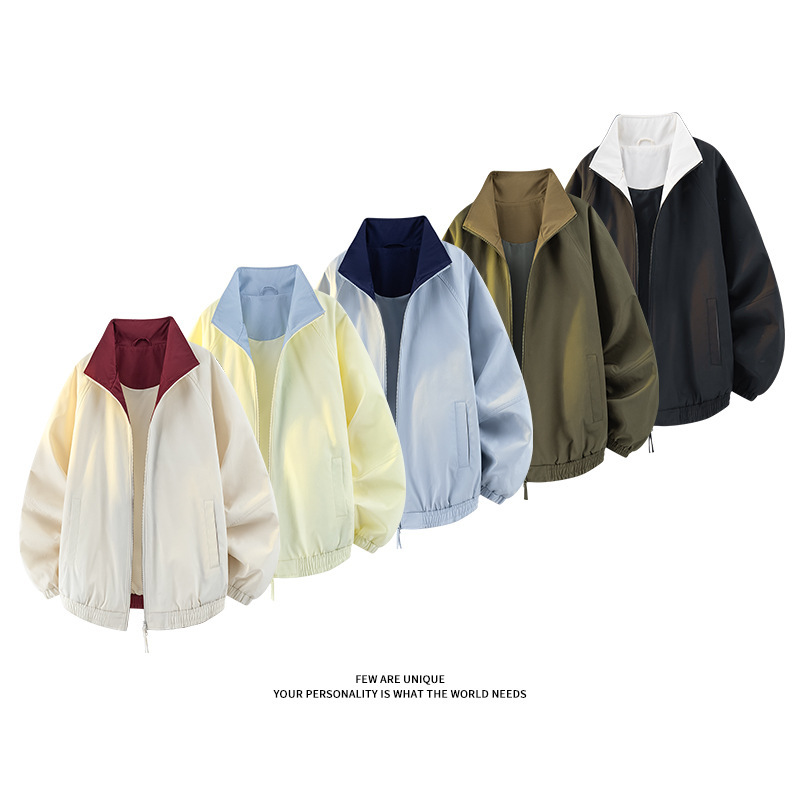 Cleanfit Contrasting Color Lapel Jacket for Men and Women Autum American Retro Hoodless Baseball Uniform Casual Couple Jacket