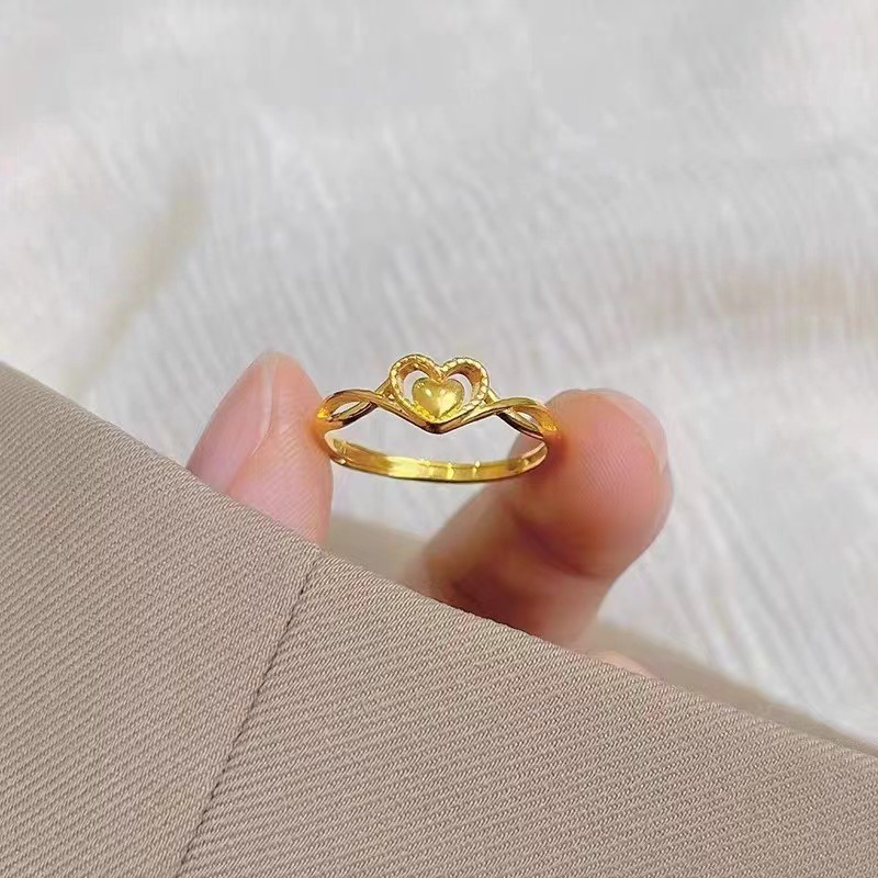 大捡漏高仿24K仿真沙金戒指女时尚百搭四叶草开口戒指直播福利品|undefined