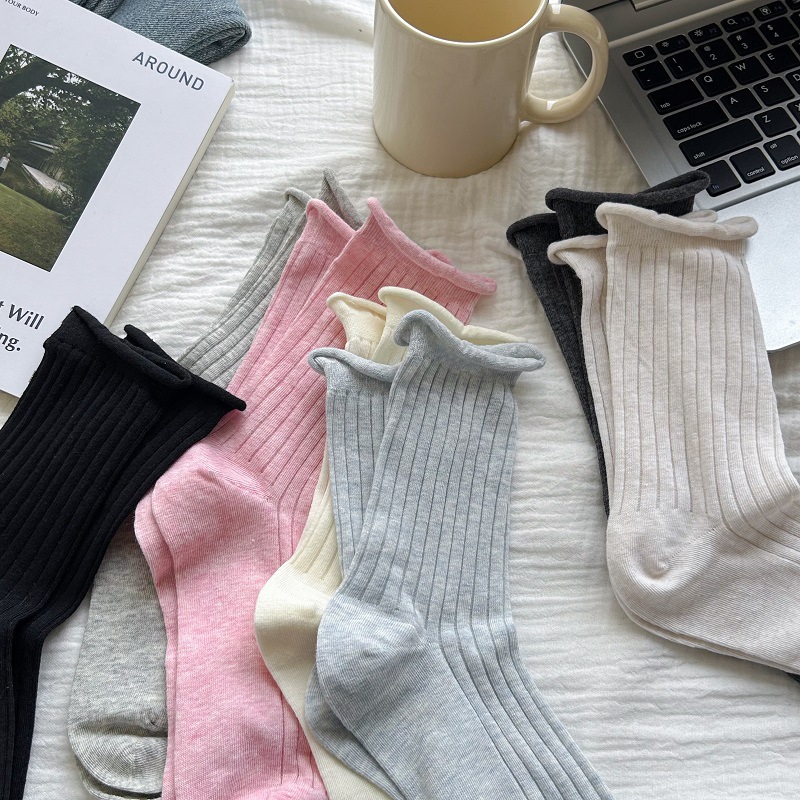 Calcetines coreanos Dongdaemun de verano, finos, transpirables y de color sólido, diseño minimalista.