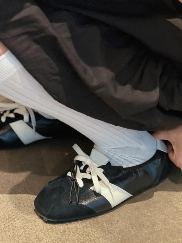 羊皮版~复古平底芭蕾德训鞋女2025夏季新款百搭运动风圆头休闲鞋|undefined