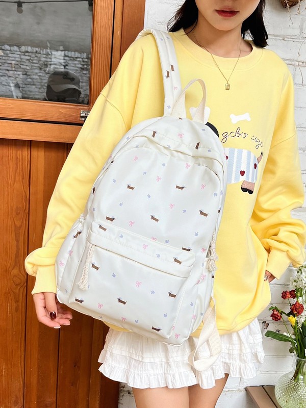 オリジナルの自作優しい日系かわいい砕花青い帽子ソーセージ犬のかばん中学生大学生のランドセル|undefined