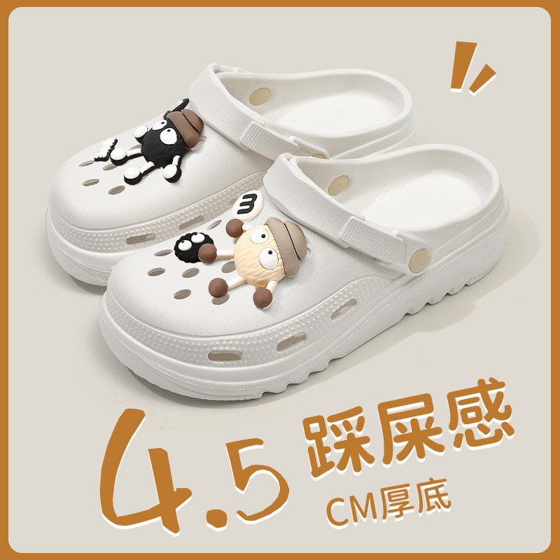 Puff Cross Hole Shoes Couple Beach Casual 2025 Spring and Summer Closed-Toe Half-Thick Sole Arch Hole Batch