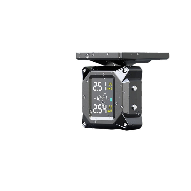 Monitoreo de presión de neumáticos de motocicleta energía solar nuevo tipo de voz universal vehículo eléctrico externo impermeable nuevo detector de presión de neumáticos
